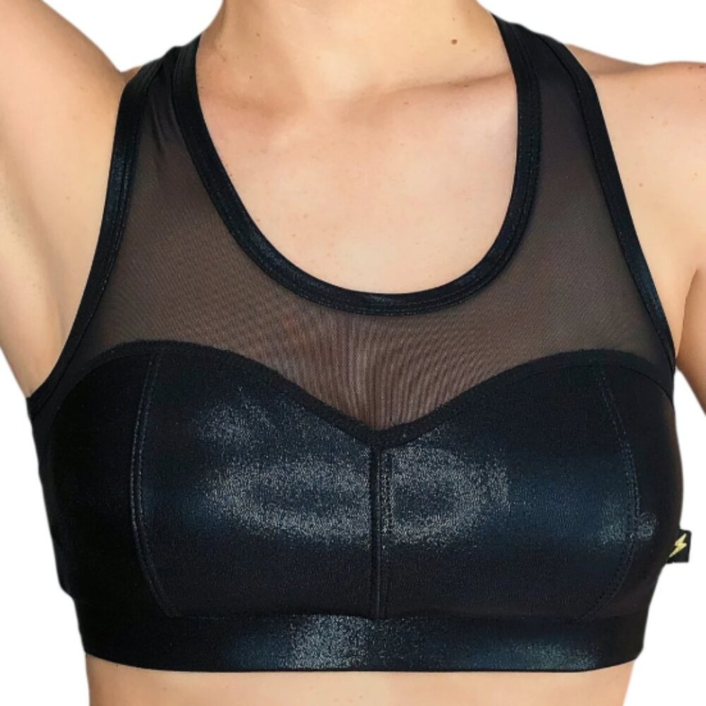 Cleo the Hurricane Heart Breaker Mesh Bra Crop Pole Top with Removable Pads XS